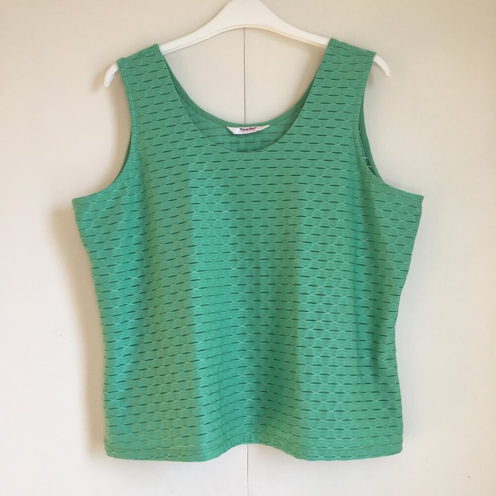 Vintage Tan Jay Sea Green Two Layer Scale Texture Tank Top
